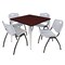 Regency Kahlo Square Table & Chair Sets, 36 W, 36 L, 29 H, Wood, Metal, Plastic Top, Mahogany TPL3636MHCM47GY - alternate 1
